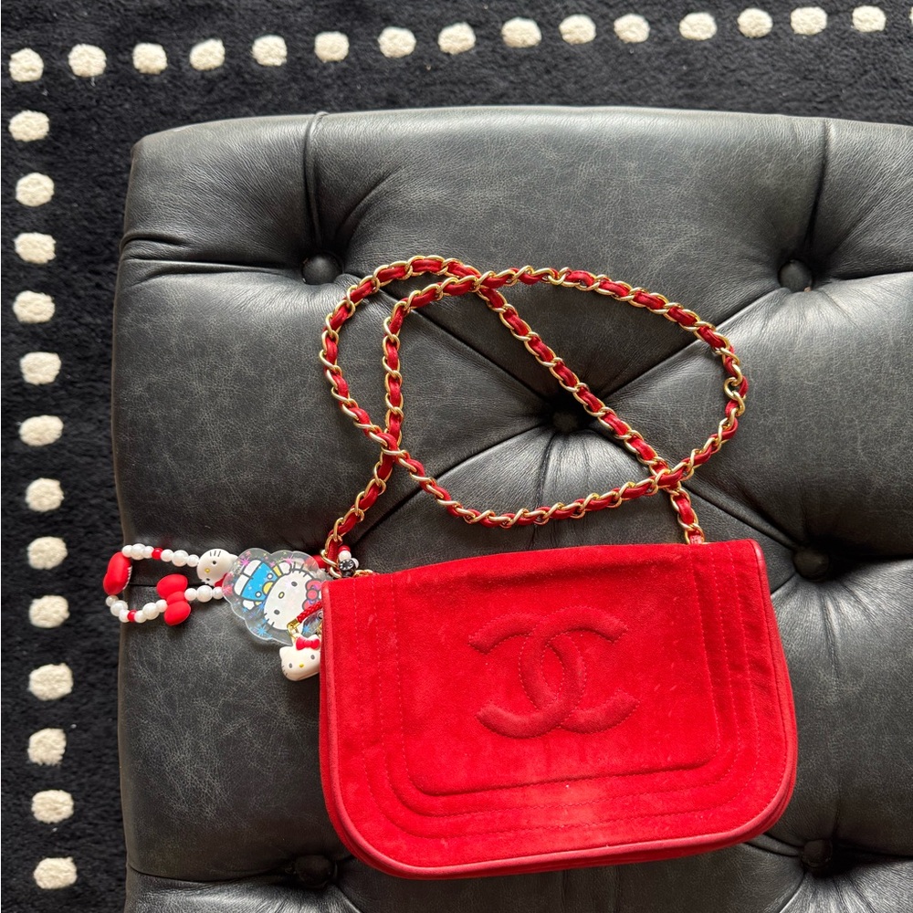 Chanel suede and leather vintage crossbody flap